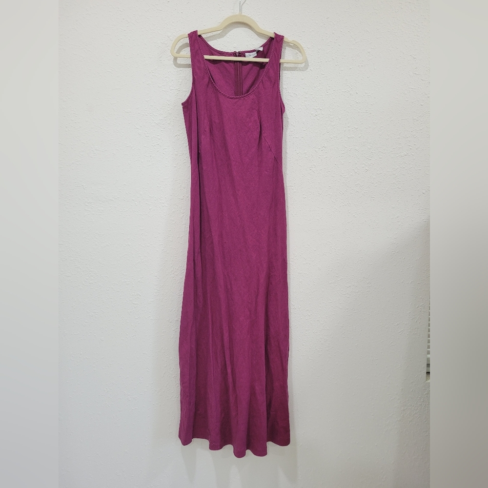 Spiegel Magenta Pink Linen Maxi Dress Sleeveless Lagenlook Boho Vintage